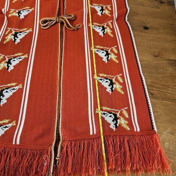 Vintage Fringed Tie Front Knit Poncho Sweater Vest Unbranded - Picture 6 of 6